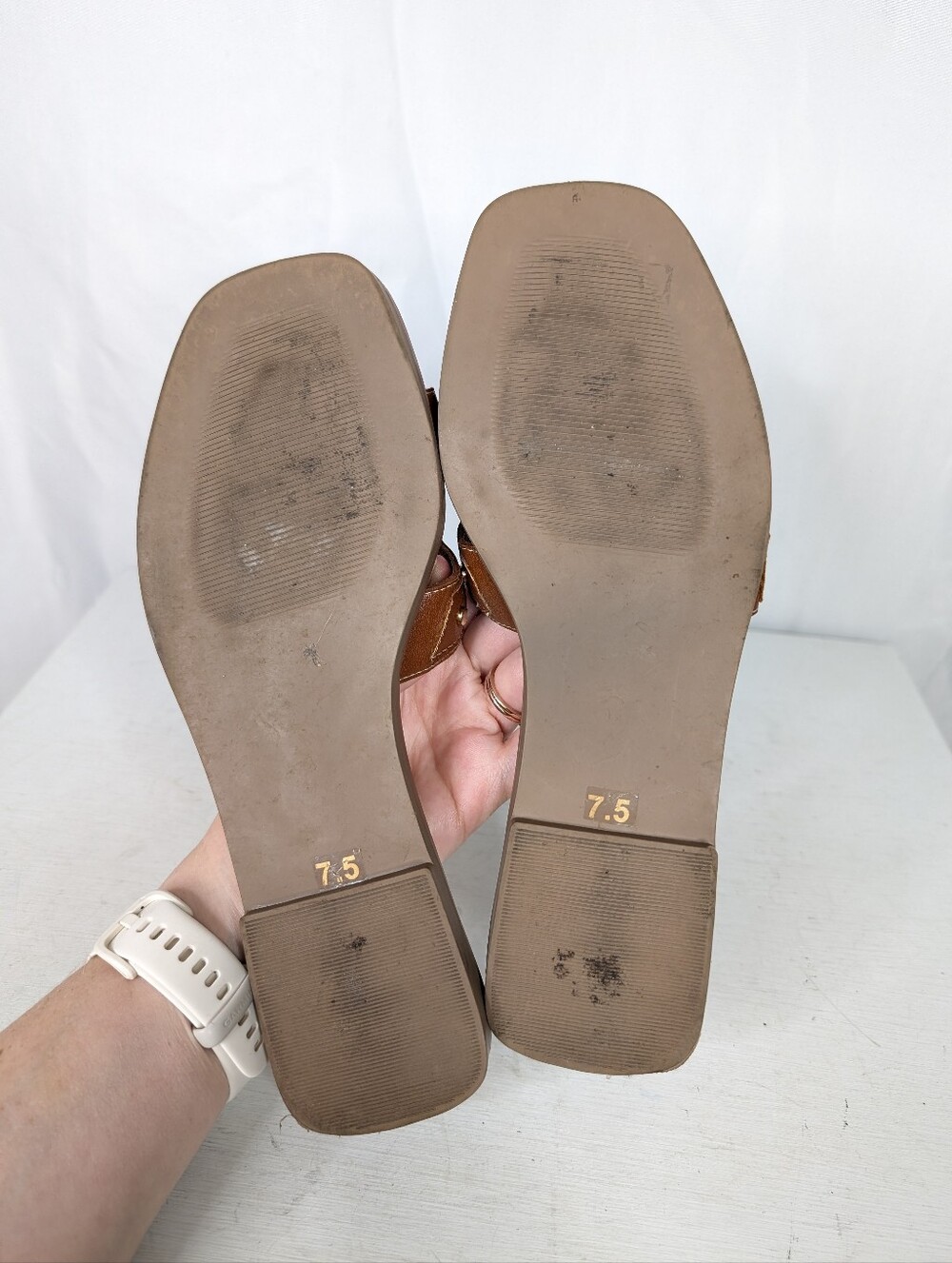 Steve Madden Harlien Cognac Faux Leather Slide Sandals - Size 7.5 - Picture 7 of 7